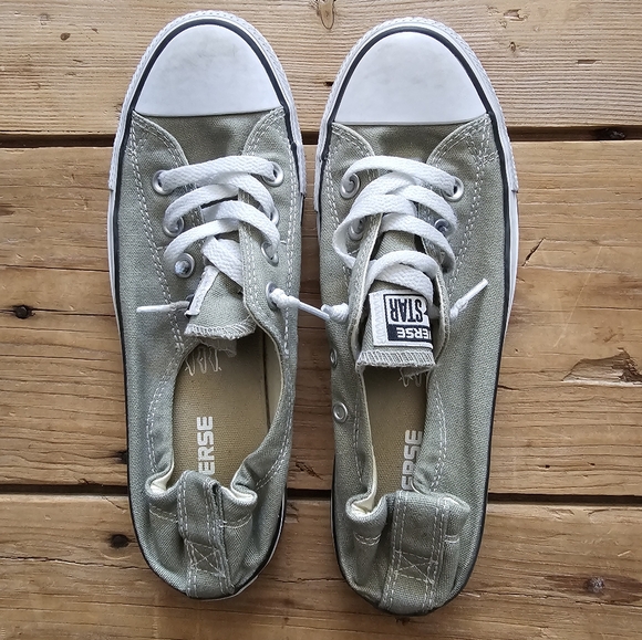 Converse Green and White Canvas Sneakers - Picture 2 of 5